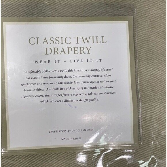 Restoration Hardware Classic Cotton Twill Tab Top Drapery 50” x 96” Set - Picture 3 of 8